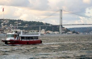 The Ferry Ritual: Crossing Continents with Tea and Seagulls (2026) Traditional Istanbul ferry crossing the Bosphorus with Bosphorus Bridge and city skyline in the background